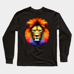 Colorful Lion Head Wildlife Long Sleeve T-Shirt